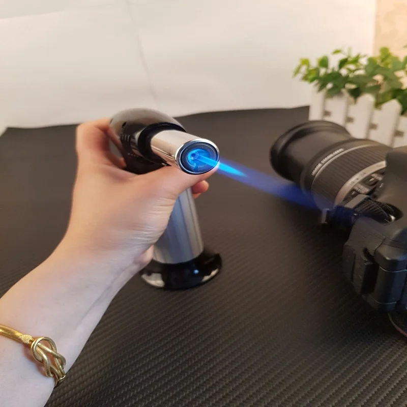 BBQ Brazing Gas Torch Adjustable Flame Inflated Flame Gun Butane Lighter Burning Electricity Ignite Welding Outdoor Camping