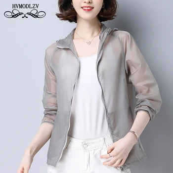 

Plus size Summer fashion beach sunscreen women jacket Harajuku Long sleeved hooded thin Short Jacket Women bomber jacket LJ117
