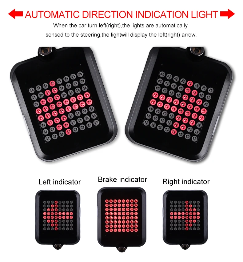 Best INBIKE Bicycle Light Automatic Dirction Indicator Taillight  bisiklet aksesuar USB Charging Mountain Bike Safety Warning Light 2
