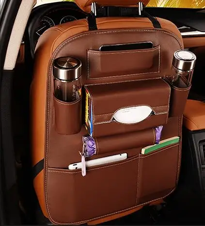Car Organizer Trunk Storage Bag - PU Leather Trunk Stowing Tidying Universal Auto Organizers Box (3LT1)(F89)
