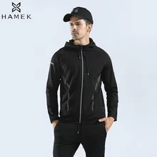 Мужская куртка с капюшоном для бега на открытом воздухе, спортивная куртка с карманом, баскетбольная дышащая быстросохнущая анти-пота, светоотражающая куртка на молнии