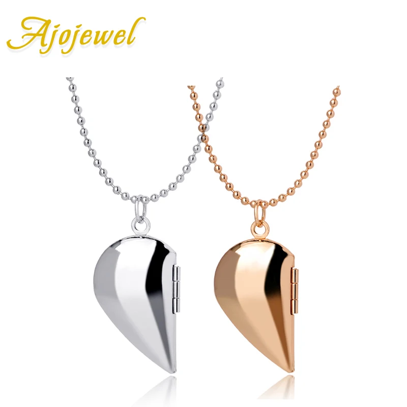 Ajojewel плавающая подвеска в виде полусердца медальон ожерелье фазовая коробка