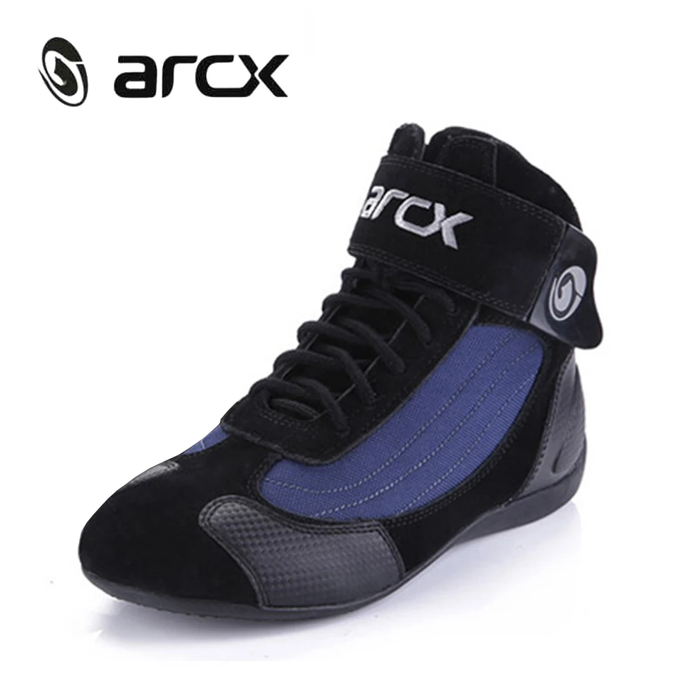 ARCX Genuine Cow Leather Motorcycle Riding Boots Street Moto Racing Ankle Boots Motorbike Chopper Cruiser Touring Biker Shoes