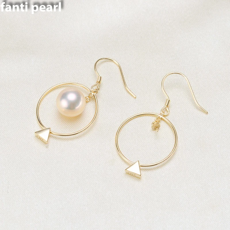 

FANTI Real Natural freshwater pearl earring s925 sterling silver ear stud for women Natural pearl jewelry earring 7-9mm