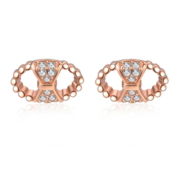 

Sterling Silver Earrings Bow-knot Stud Zircon Zircon Earrings S925 Anniversary Women Jewelry Stud Oval 18K Rose Gold Plated