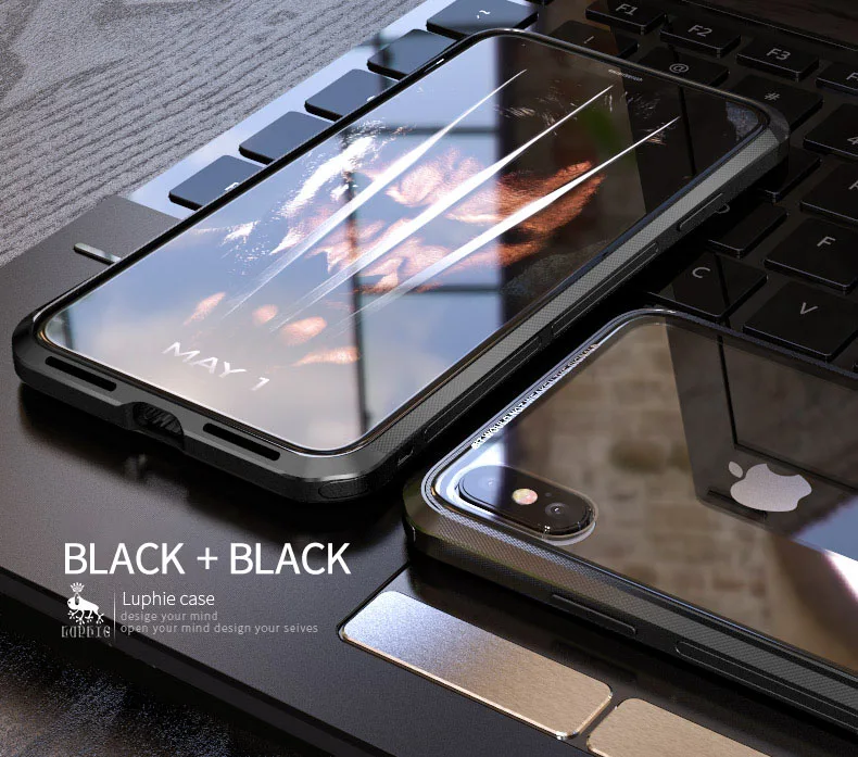 LUPHIE Luxury Clear Glass Case For iPhone X XS Max XR Metal Bumper (12)