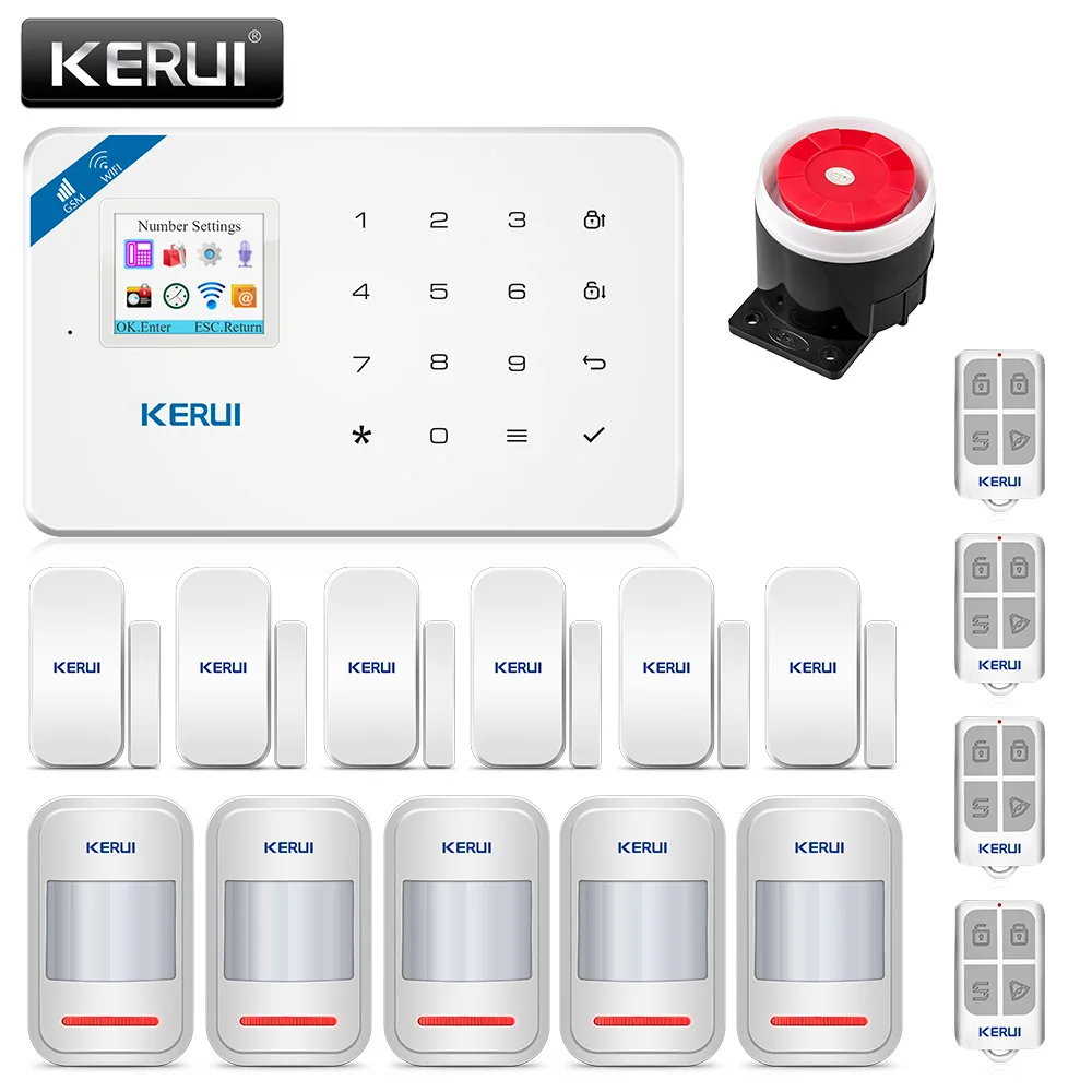 KERUI W18 беспроводная WiFi GSM домашняя система охранной сигнализации охранная сигнализация комплект Android ios приложение управление с пультом дистанционного управления - Цвет: White Alarm Kit