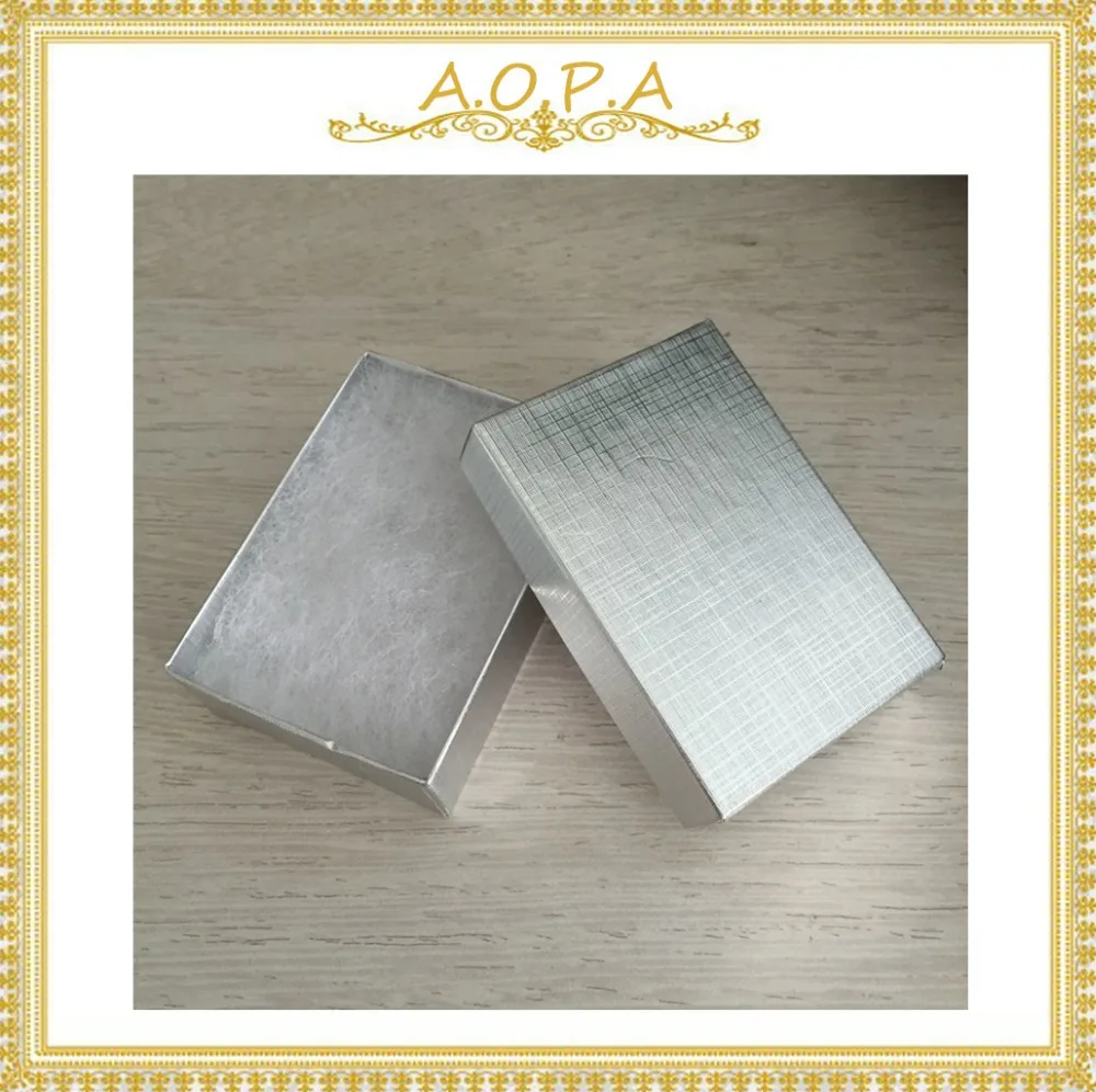 

#33 Silver foil 50 pcs cotton filled paper box for jewelry