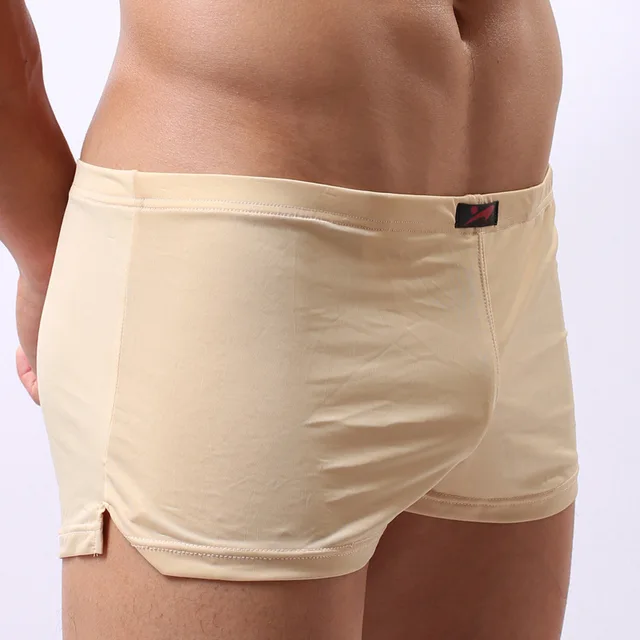 Summer Cool Ice Silk Material Two Layer Protect Privacy Men Underwear Short Panties Boy Boxer