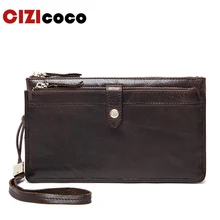 Genuine Leather Wallets Clutch Zipper Long Wallet Casual Men Clutch Bag Leather Men Wallet Male Purse Phone Card Holder falan mule genuine leather men wallets men s purses male clutch bag coin card phone holder fashion wallet purse