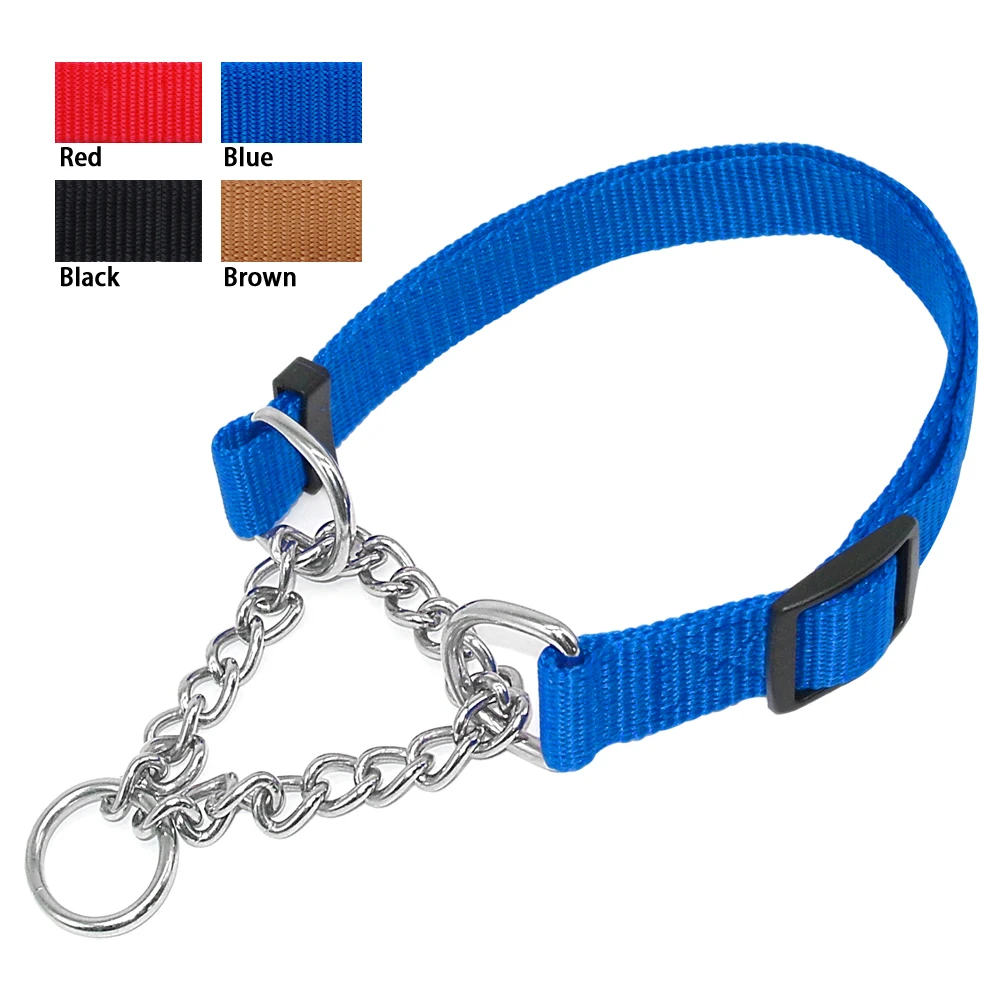1.0" Wide Nylon Plain Color Dog Pet Choke Chain Training Collar 4
