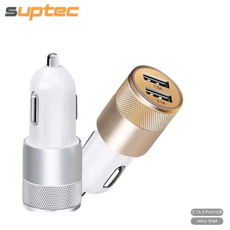 Suptec سيارة شاحن الهاتف 2 ميناء البسيطة المزدوجة usb شاحن سيارة محول شحن سريع 5 فولت 2a آيفون سامسونج xiaomi lg شاحن الكربون؛