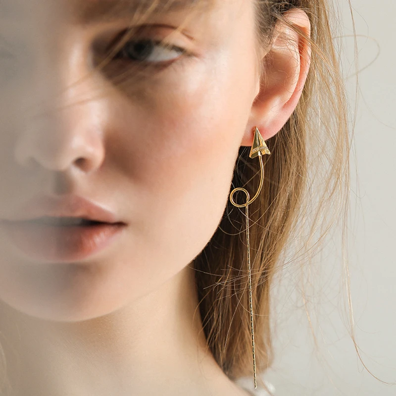 

WKOUD EAM Jewelry / 2019 New Fashion Temperament Long small aircraft earrings Simple All-match Women's Accessories