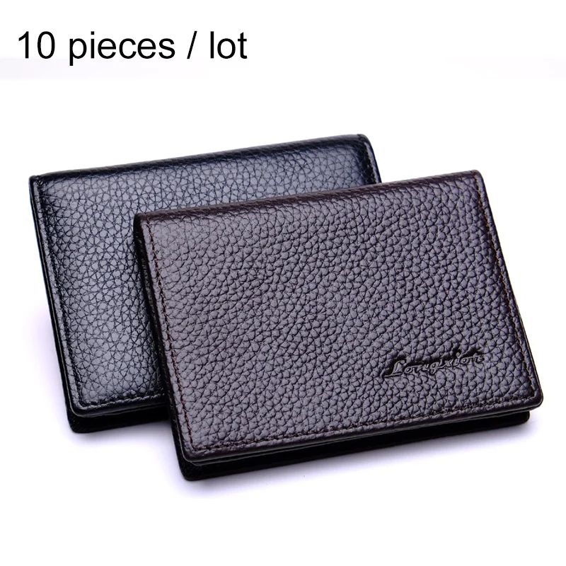 10pcs/lot Genuine Leather Card Holder Men RFID Identity Protect