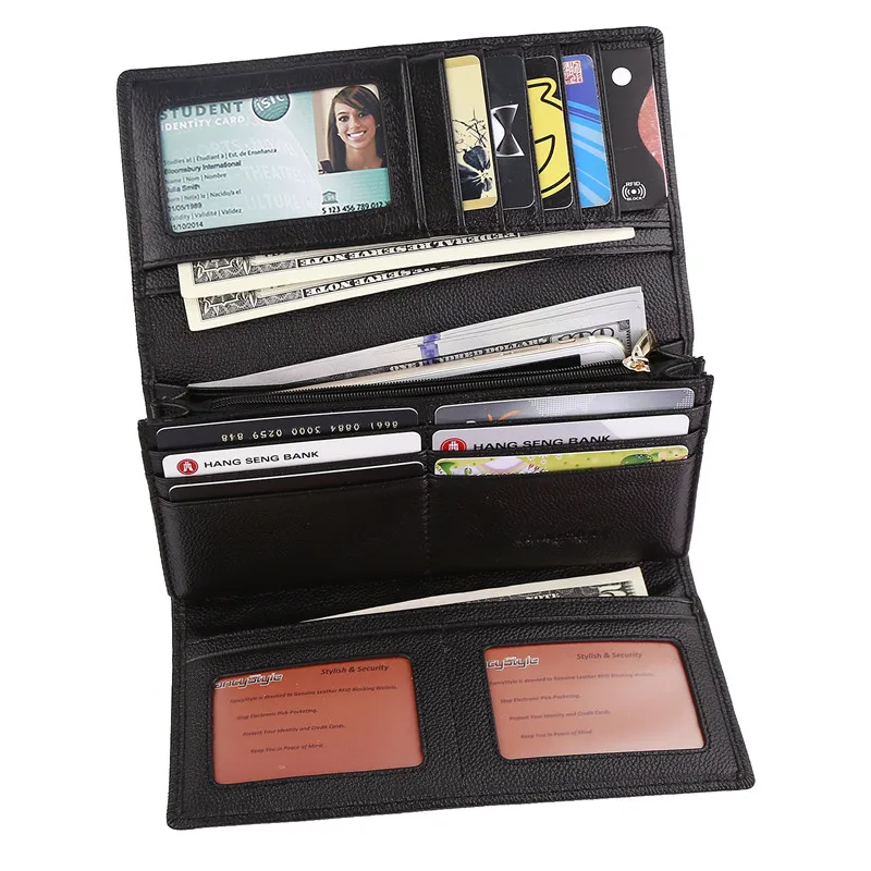 Women's Genuine Leather Wallet With RFID Blocking - Slim Credit Card Holder & Cash Organizer (Black) - View #11