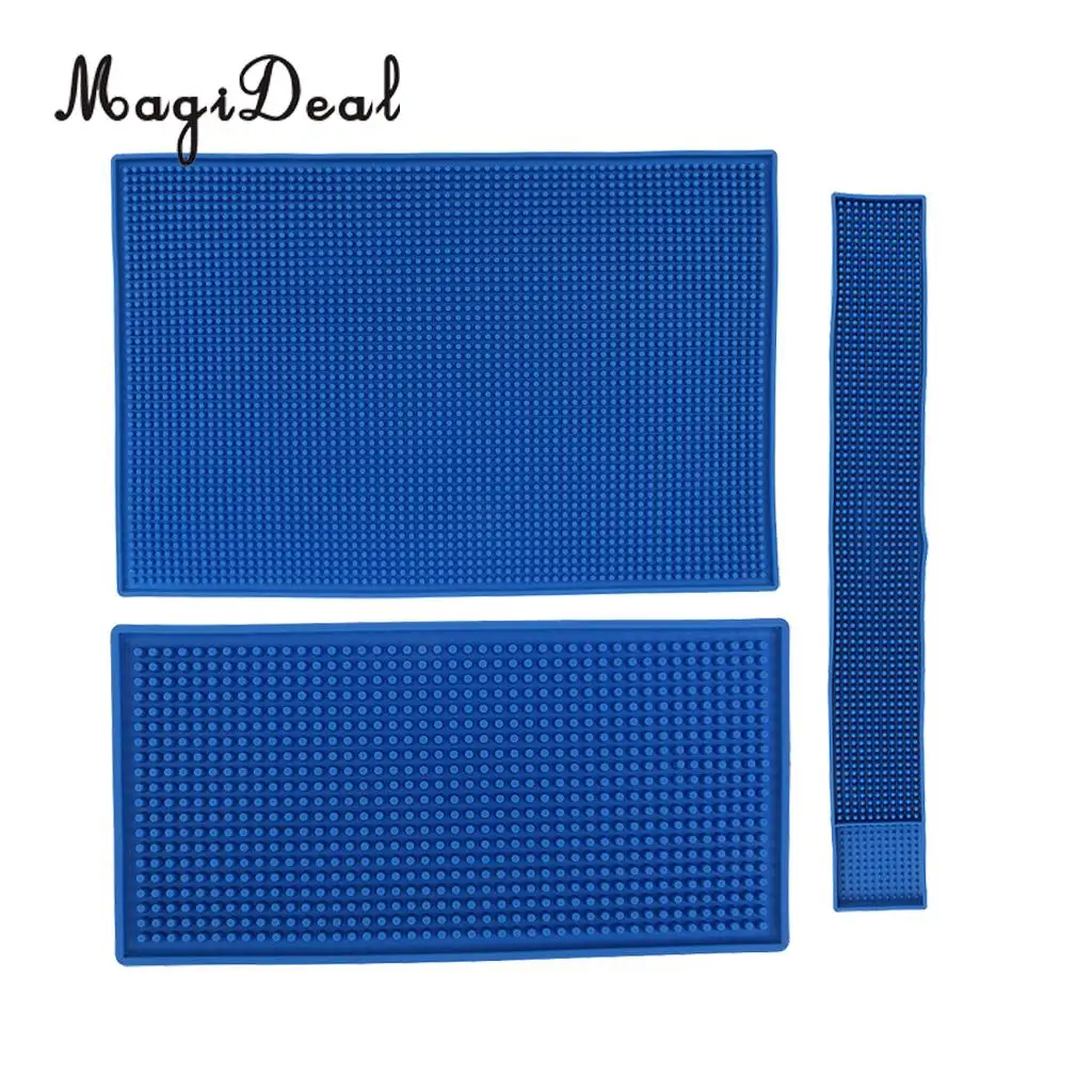 Bar Mat PVC Coaster Bar Service Mat Rubber Waterproof Kitchen Tool Blue