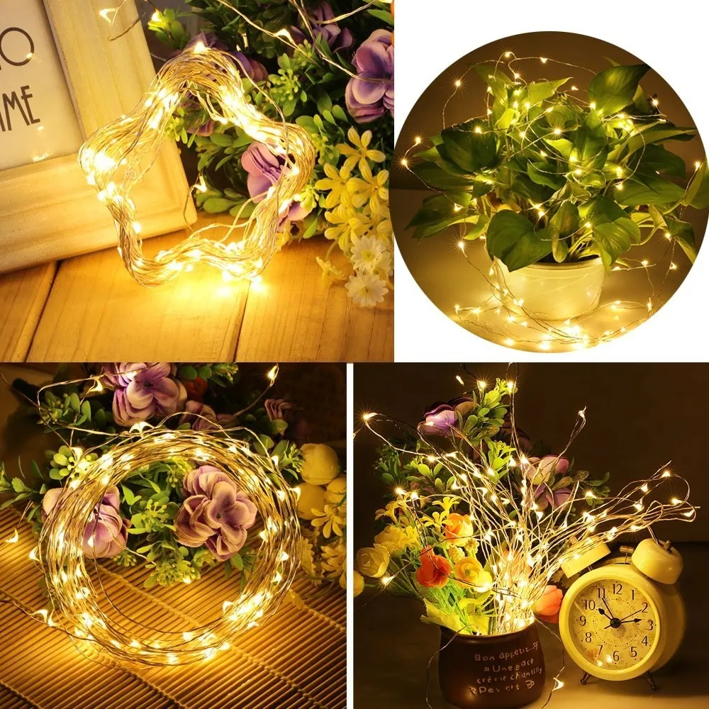 Fairy Lights Battery Operated LED String Lights Remote Control Timer Twinkle String Lights 8 Modes 5m 10m Firefly Lights purple string lights