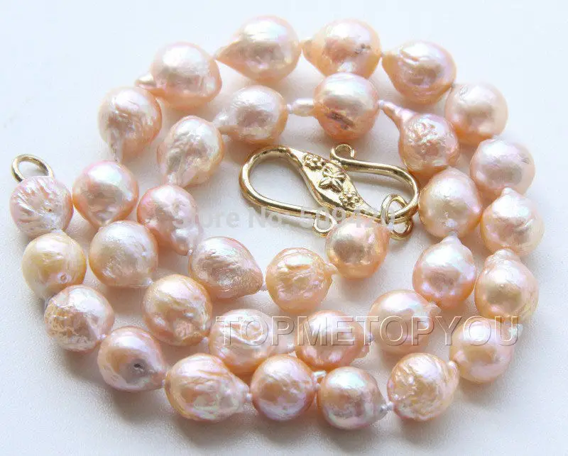 

~~ Free Shipping beautiful! 11mm Natural pink Reborn Keshi pearls necklace E2211