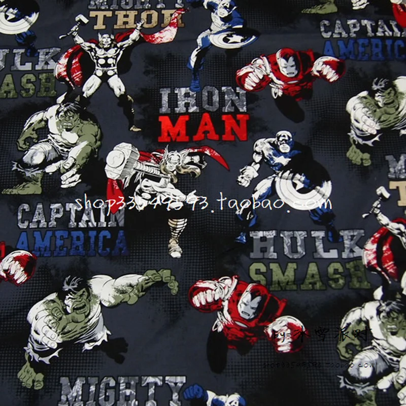 См 140 см ширина 1 шт. черный Мстители хлопок ткань хлопок комикс квилтинг ткань материал для шитья для Diy детская одежда