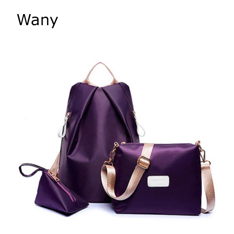 3 pcs set Oxford fabric women s backpack female casual backpack woman bag one shoulder cross