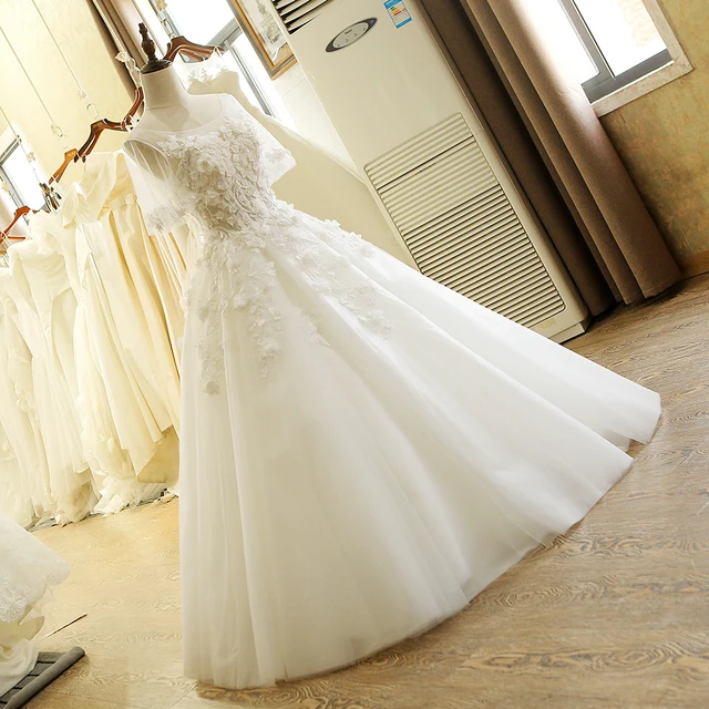 SL-205 High Quality A-Line Short Sleeve Wedding Dress China 2017 3