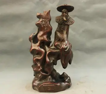 

9'' China Censer Old Man Rockery Lucky Bronze Statue