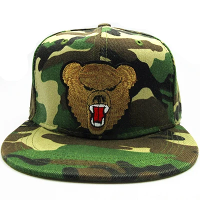 Медведь животных вышивка хлопок Casquette Бейсбол Кепки Кепки Регулируемый Snapback Шапки для детей, мужчин, женщин 201