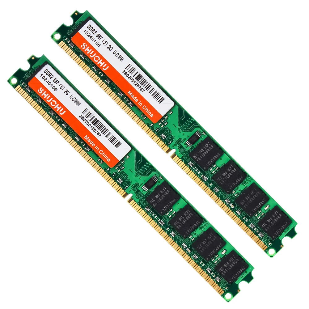  SHUOHU RAM DDR2 2GB 4GB 800 MHZ 667MHZ RAM 4GB=2pcs*2G 1.8V 240pin PC2-6400U 5300U CL5 for intel de