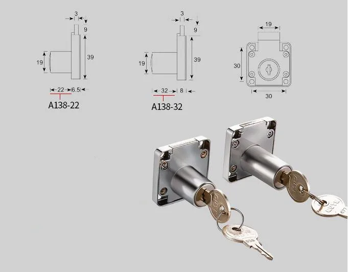 22/32 мм флажковый замок для струйного принтера Desk с плоской головкой с выдвижными ящиками счетчик шкаф почтовый ящик шкаф с 2 ключами набор мебели аксессуары для замков