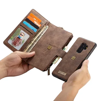 

Caseme Magnetic Button Zipper Multifunction Wallet Leather Case for Samsung S9 S9 Plus Detachable Folio Buckle Handbag Flip Case