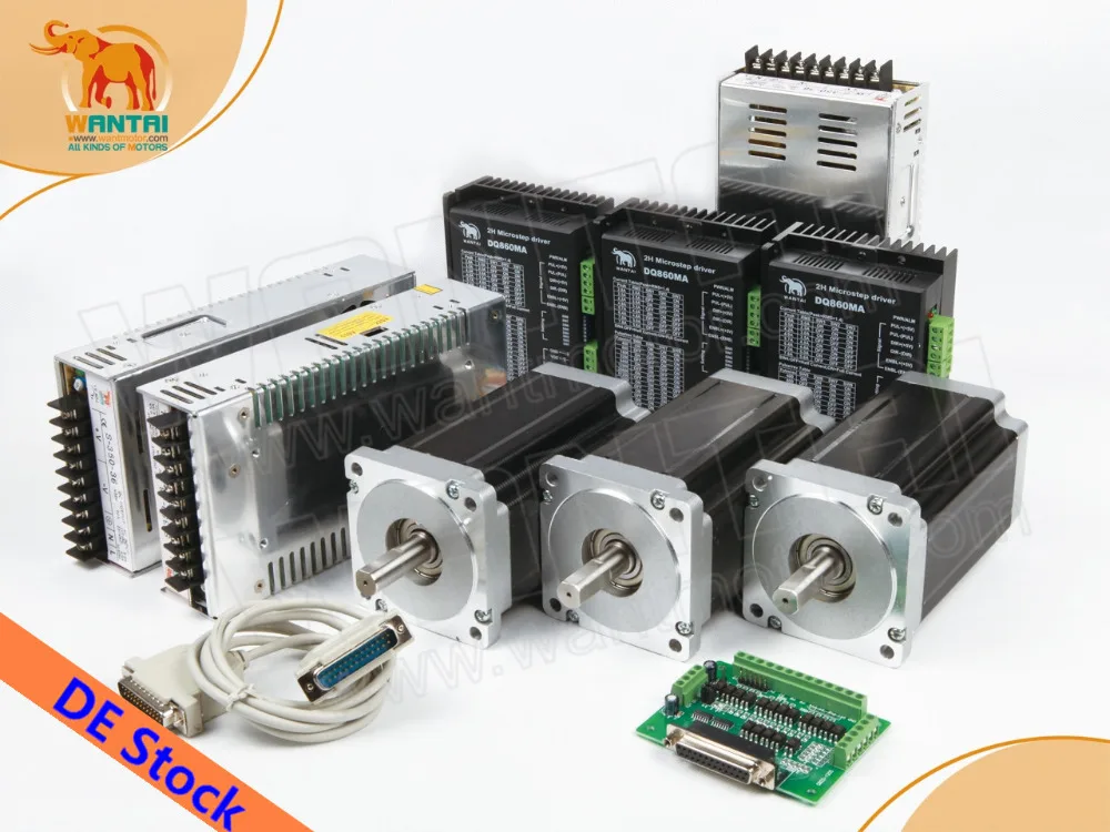 

[США бесплатно]! CNC Wantai 3-осевой шаговый двигатель Nema34 85BYGH450C-060 1700oz-in 151 мм 6A фрезерный станок с ЧПУ гравировка