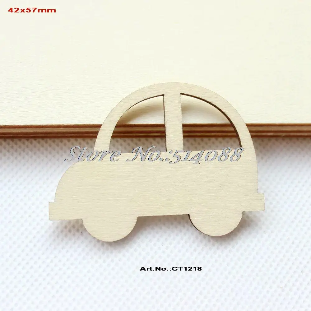 

(20pcs/lot) 57mm Blank Natural Wood Car Brooches (no pin) Charms Ornaments Rustic Favor Car 2.2"-CT1218