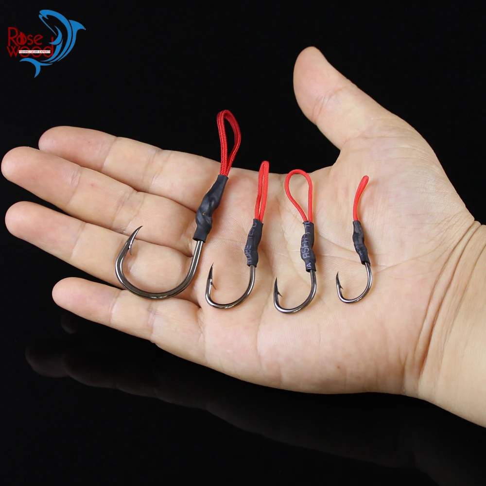 ROSEWOOD 5pcs Stainless Steel Jigging Spoon Fishing Hook With PE Line