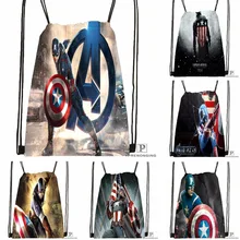 Custom Captain America Avenger Drawstring Backpack Bag for Man Woman Cute Daypack Kids Satchel (Black Back) 31x40cm#180531-01-06