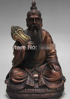 

Fast shipping China Folk Taoism Red Copper Bronze Taoism Too on the old monarch Buddha Statue