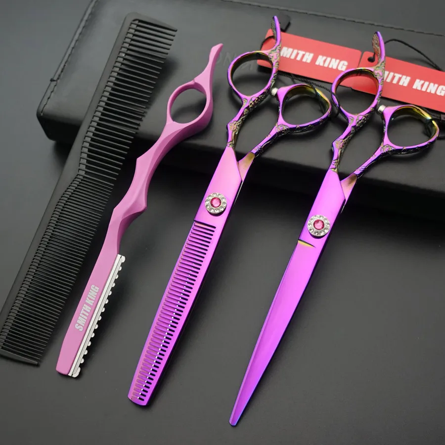 

7 inch Professional Hair dressing scissors set Cutting scissors+Thinning scissors+Razors+comb+kits Barber shears sets