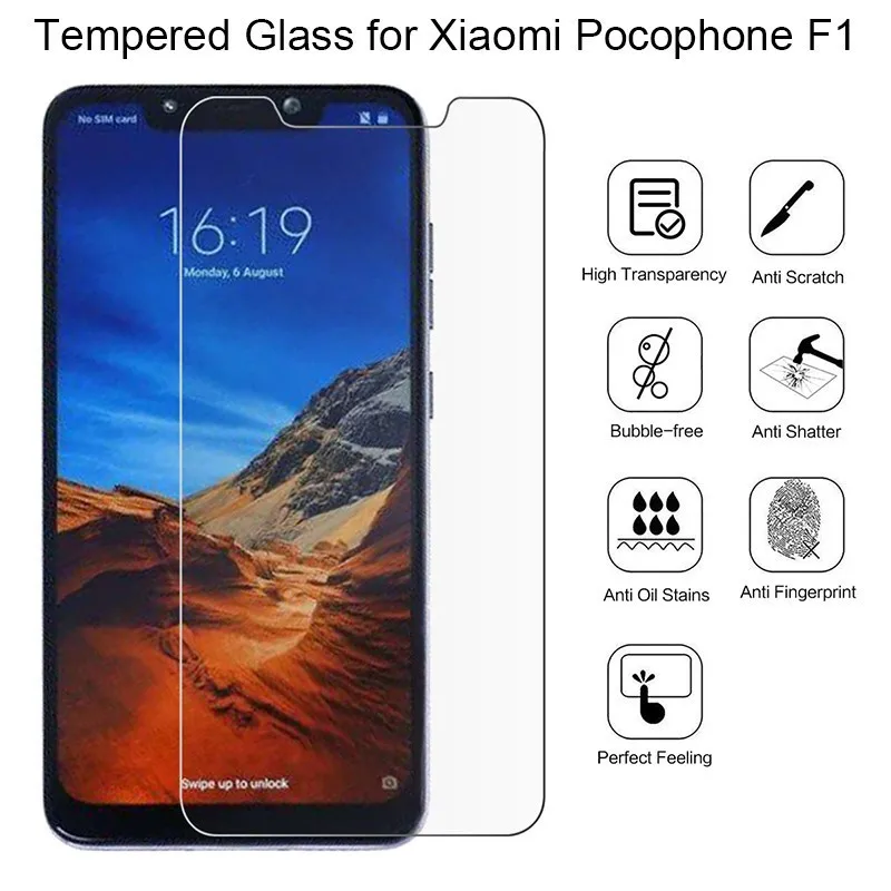 Защитное стекло для Xiaomi Pocophone F1 2 шт. защита экрана закаленное пленка Poco