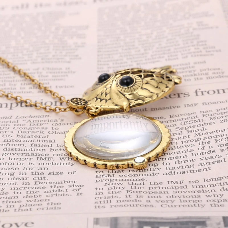 Retro Antique Statement Necklace Shellhard Crystal Cat Magnifying Glass Pendant Long Chain Necklace Fashion Jewelry For Women