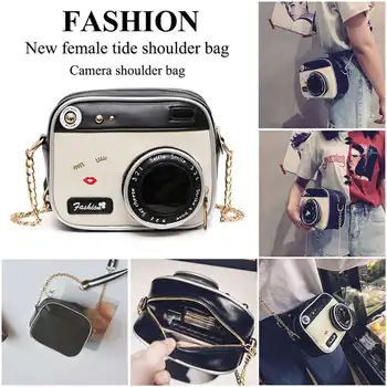 

New female tide shoulder bag retro bag fashion camera shoulder bag small party handbag chain Messenger bag
