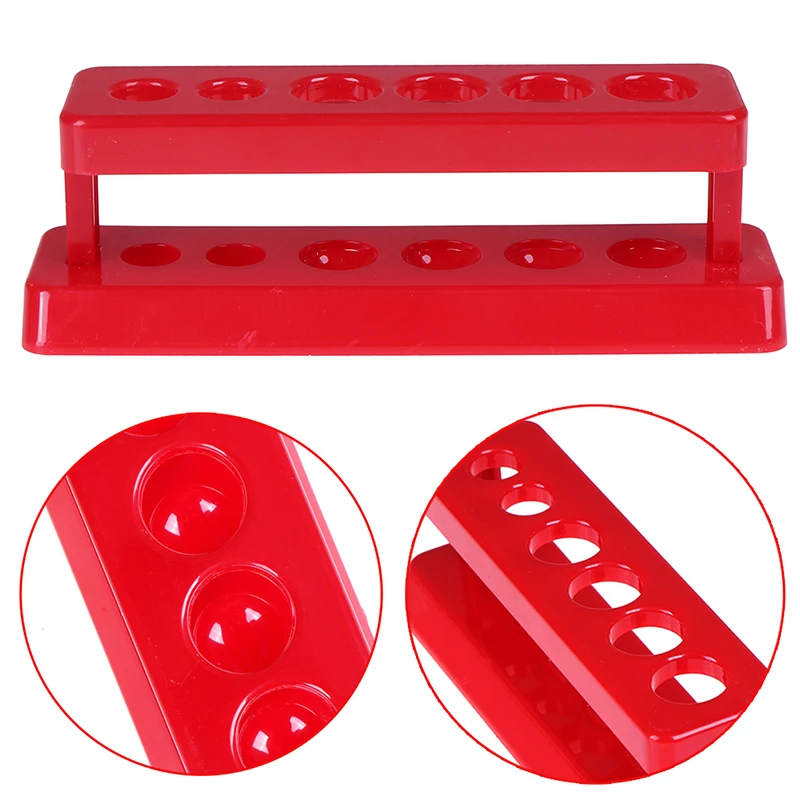 Red Plastic Test Tube Rack 6 Holes Holder Support Burette Stand Laboratory Test tube Stand Shelf Lab School Supplies