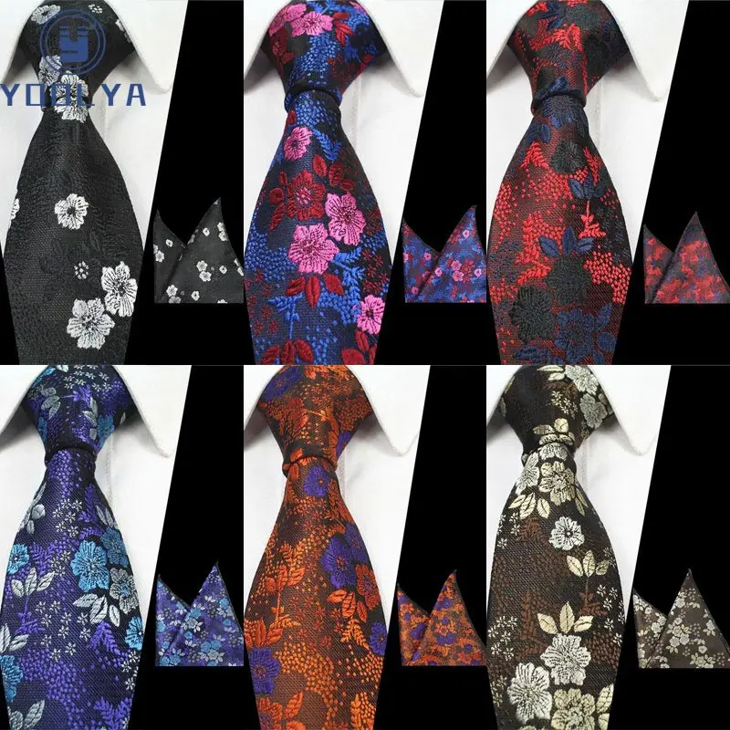 Men's Tie Handkerchief Set 7CM Polyester Silk Neck Ties Pocket Square