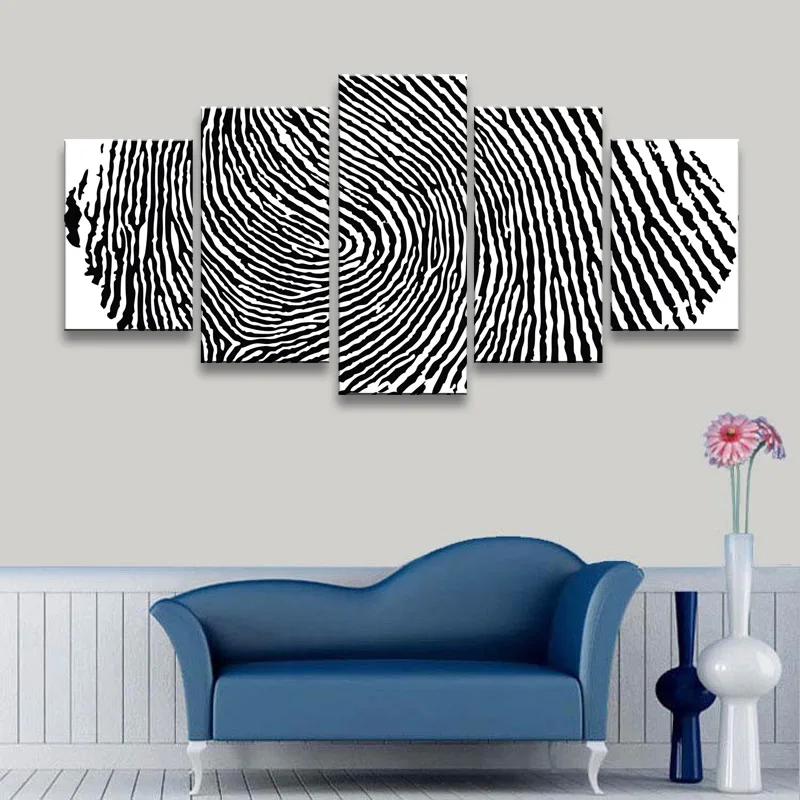 5 pieces high-definition print fingerprint canvas oil painting poster and wall art living room picture RW-065  (3)