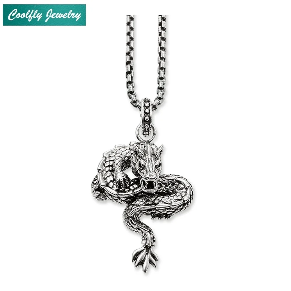 Vintage Chinese Dragon Pendants Link Chain Necklaces 925 Sterling