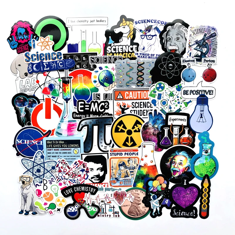 30 Pcs Science Chemistry Lab Astronaut Stickers Blockchain Code Brain Scientists 