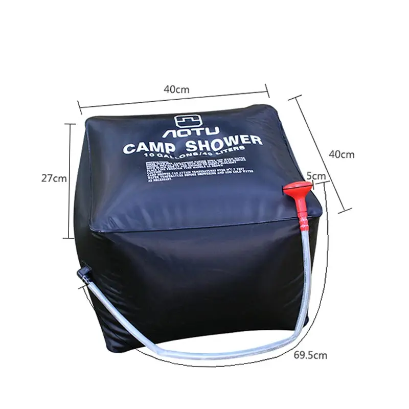 

40L Water Storage Bags PVC Foldable Solar Heated Shower Bag With Nozzle For Outdoor Camping Hiking Picnic Q Supply XR-Ho