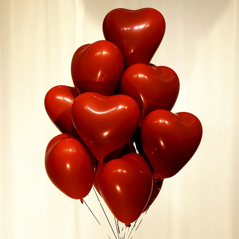 5pcs 10inch 4.5g Double Layer Red Heart Balloons Party Decor Gem Red Latex Ballons Wedding Birthday Party Decorations Ballons & Accessories AliExpress