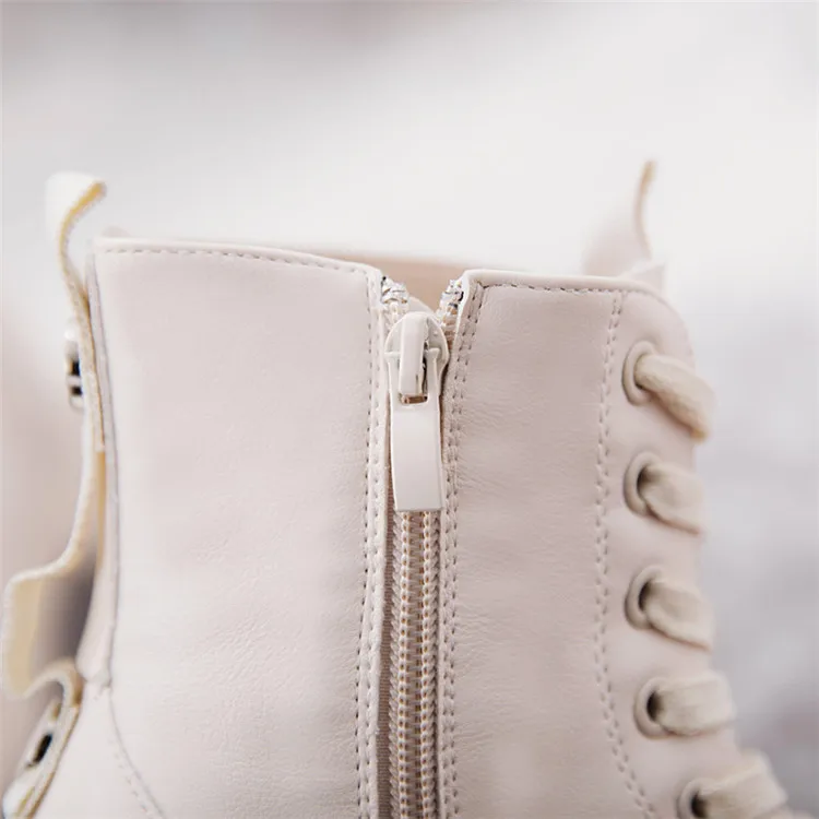 COOTELILI/Модная обувь на плоской подошве на молнии женские ботинки из искусственной кожи на высоком каблуке и платформе женская обувь на шнуровке ботильоны для девочек 35-40