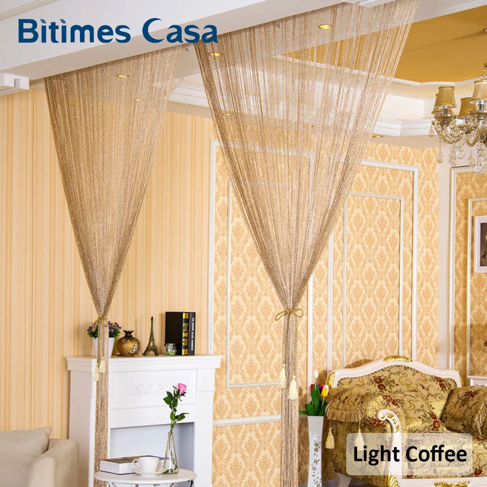 Silver Tinsel Tassel String Line Curtain With Glitter Sequins 100*200CM