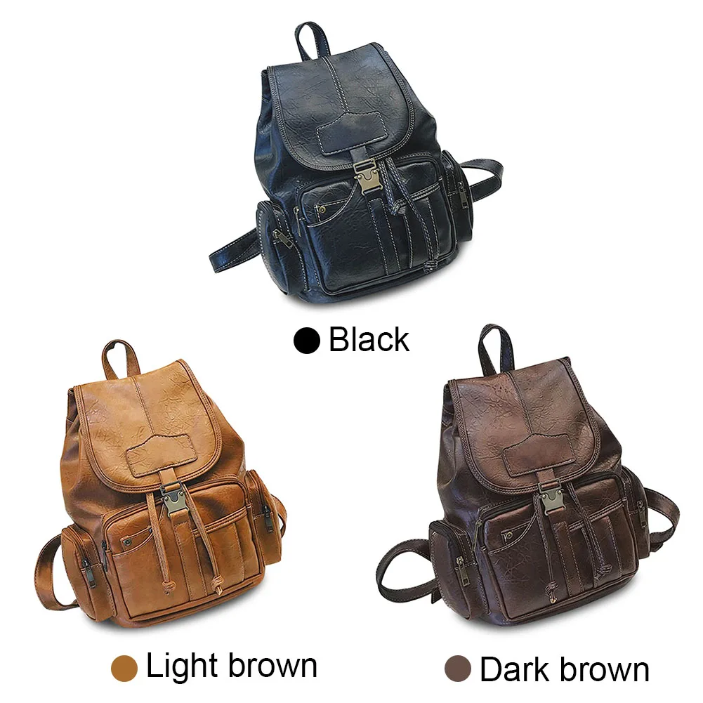 

Hot Retro Backpack Durable PU Leather Drawstring Backpacks Large Capacity Bag BVN66