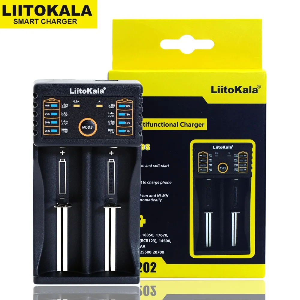Умное устройство для зарядки никель-металлогидридных аккумуляторов от компании Liitokala: Lii-100 Lii-202 Lii-402 Lii-PL4 1,2 V 3,7 V 3,2 V 3,85 V AA 18650 18350 26650 18350 зарядное устройство для никель-металл-гидридных и литиевых аккумуляторов умное устройство для зарядки